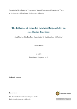 The Influence of Extended Producer Responsibility on Eco-Design Practices