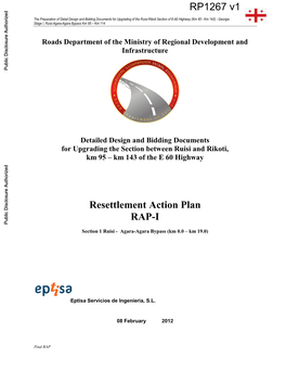 Km 143 of the E 60 Highway Resettlement Action Plan RAP-I