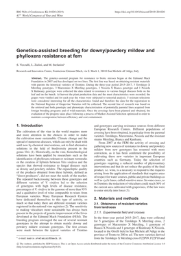 Genetics-Assisted Breeding for Downy/Powdery Mildew and Phylloxera Resistance at Fem