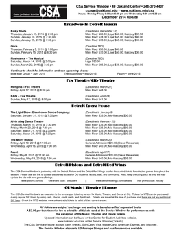 Broadway in Detroit Season Fox Theatre/City Theatre Detroit Opera