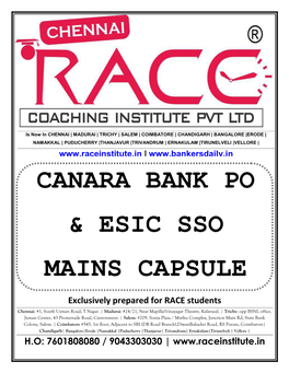 Canara Bank Po & Esic Sso Mains Capsule