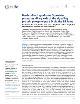 Bardet–Biedl Syndrome 3 Protein Promotes Ciliary Exit of the Signaling
