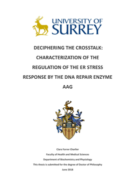 Characterization of the Regulation of the Er Stress Response by the Dna Repair Enzyme Aag