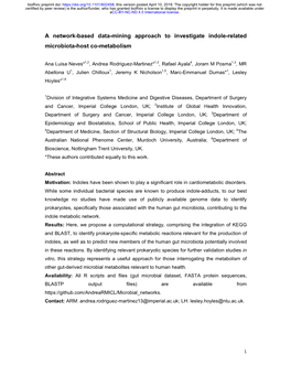 A Network-Based Data-Mining Approach to Investigate Indole-Related Microbiota-Host Co-Metabolism