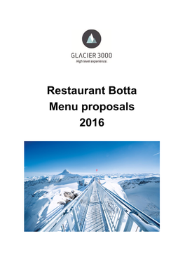 Restaurant Botta Menu Proposals 2016