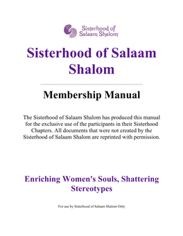 Sisterhood of Salaam Shalom Goals