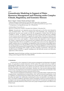 Groundwater Modeling in Support of Water Resources Management and Planning Under Complex Climate, Regulatory, and Economic Stresses