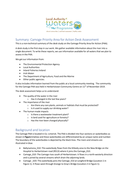 Camoge Priority Area for Action Desk Assessment Background and Location