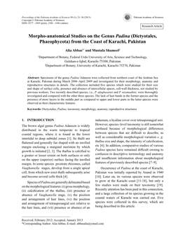 Morpho-Anatomical Studies on the Genus Padina (Dictyotales, Phaeophycota) from the Coast of Karachi, Pakistan