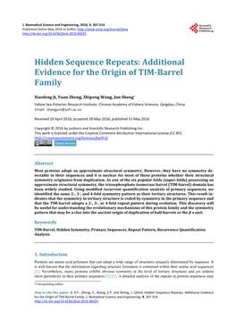 Hidden Sequence Repeats: Additional Evidence for the Origin of TIM-Barrel Family