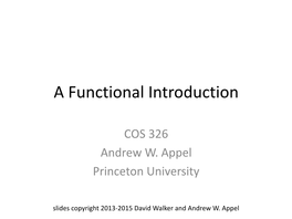 A Functional Introduction