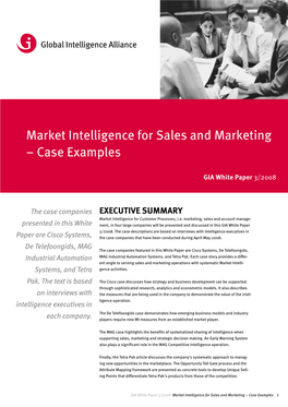 Market Intelligence for Sales and Marketing – Case Examples