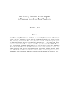 How Racially Resentful Voters Respond to Campaign Cues from Black Candidates