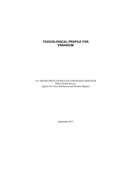 Toxicological Profile for Vanadium