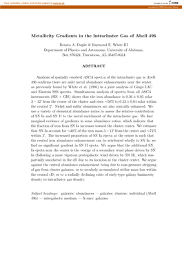 Metallicity Gradients in the Intracluster Gas of Abell 496