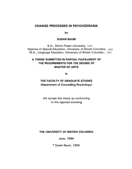 Change Processes in Psychodrama