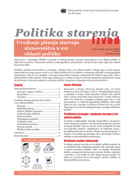 Politika Starenjastarenja Uvođenje Pitanja Starenja I Z V O D Stanovništva U Sve Izvod Iz Politike Starenja UNECE Br