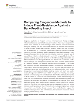 Comparing Exogenous Methods to Induce Plant-Resistance Against a Bark-Feeding Insect