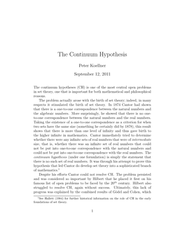 The Continuum Hypothesis