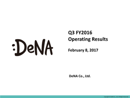 Q3 FY2016 Operating Results
