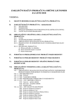 Zaključni Račun Proračuna Občine Ljutomer Za Leto 2018