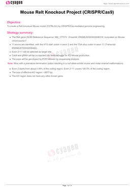 Mouse Relt Knockout Project (CRISPR/Cas9)