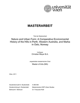 Nature and Urban Form: a Comparative Environmental History of the Hills in Perth, Western Australia, and Marka in Oslo, Norway