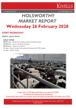HOLSWORTHY MARKET REPORT Wednesday 26 February 2020
