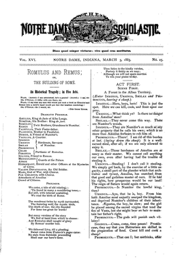 ROMULUS and REMUS; Althougk We Will Not Spare Exertion OR, to Win Your Praise To-Dav- the BUILDING of ROME