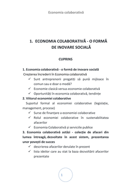 1. Economia Colaborativă - O Formă De Inovare Socială