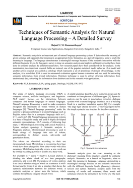 Techniques of Semantic Analysis for Natural Language Processing – a Detailed Survey