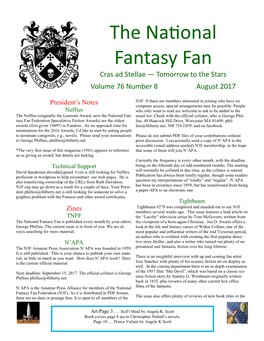 The National Fantasy Fan Cras Ad Stellae — Tomorrow to the Stars Volume 76 Number 8 August 2017