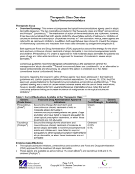 Therapeutic Class Overview Topical Immunomodulators