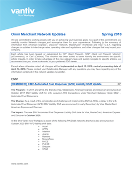 Omni Merchant Network Updates Spring 2018