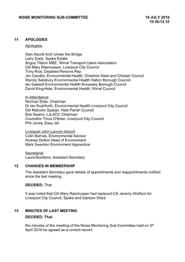 Minutes Document for Noise Monitoring Sub