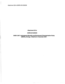 ENSR. 2007, Impingement Mortality and Entrainment Characterization Study