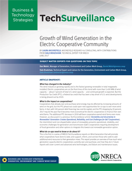 Growth of Wind Generation in the Electric Cooperative Community | 2