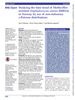 Resistant Staphylococcus Aureus (MRSA) in Norway by Use of Non-Stationary Γ-Poisson Distributions