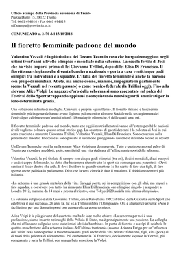 Il Fioretto Femminile Padrone Del Mondo