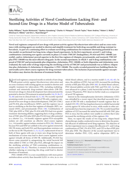 And Second-Line Drugs in a Murine Model of Tuberculosis