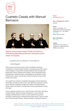 Cuarteto Casals with Manuel Barrueco