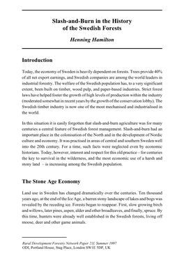 Slash-And-Burn in the History of Swedish Forests