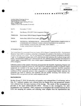 Tentatively Identified Compounds in Underground Storage Tanks and Environmental Samples 29 Riverside Avenue Site, Newark