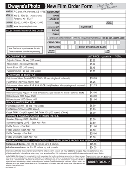 New Film Order Form Dwayne's Photo