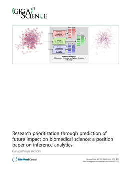 Research Prioritization Through Prediction of Future Impact on Biomedical Science: a Position Paper on Inference-Analytics Ganapathiraju and Orii