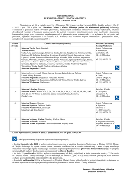 OBWIESZCZENIE BURMISTRZA MIASTA I GMINY MIŁOMŁYN Z Dnia 21 Września 2018 R