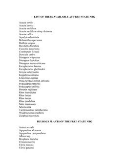 LIST of TREES AVAILABLE at FREE STATE NBG Acacia Tortilis