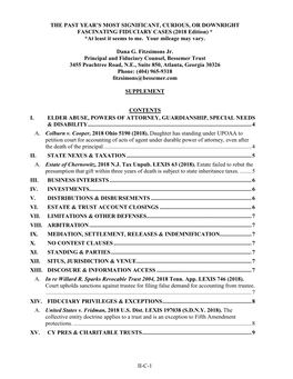 II-C-1 the PAST YEAR's MOST SIGNIFICANT, CURIOUS, OR DOWNRIGHT FASCINATING FIDUCIARY CASES (2018 Edition) * *At Least It Seems