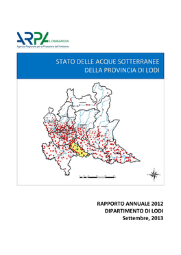 Stato Delle Acque Sotterranee Della Provincia Di Lodi 2012