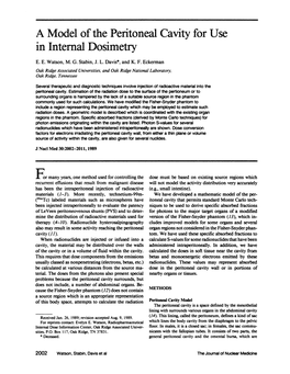 A Model of the Peritoneal Cavity for Use in Internal Dosimetry